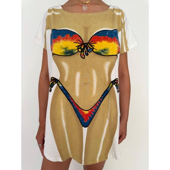 90s vintage bikini body graphic novelty funny beach vacation coverup tee shirt - Picture 7 of 10